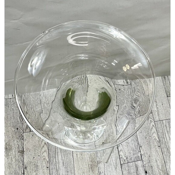 Vintage Mid Century Vase Venetian Tall Fluted Hand Blown Glass Clear - Picture 4 of 11